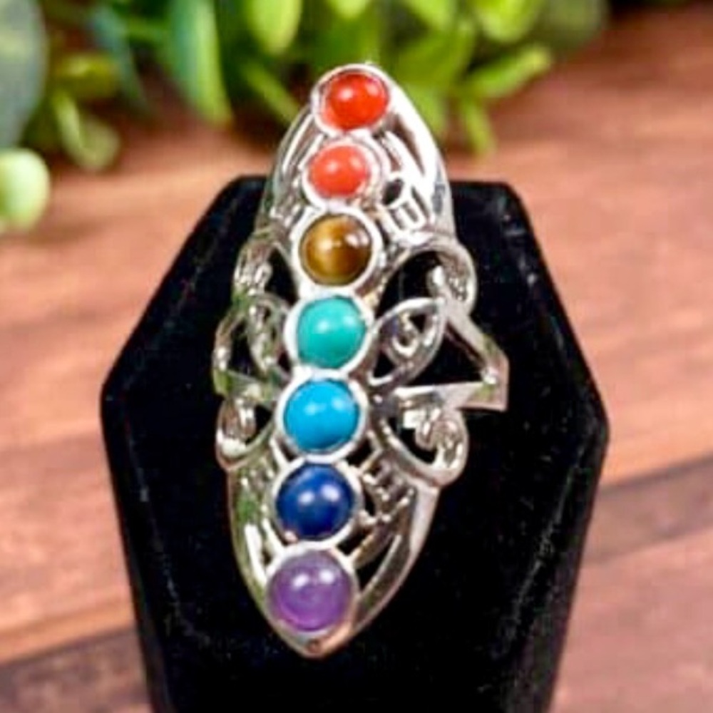 Silver Chakra Ring - One Size - NWOT